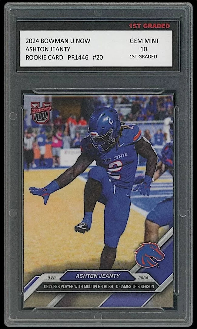 Ashton Jeanty 2024 Bowman U Now 1st Graded 10 Rookie Card Boise State Broncos