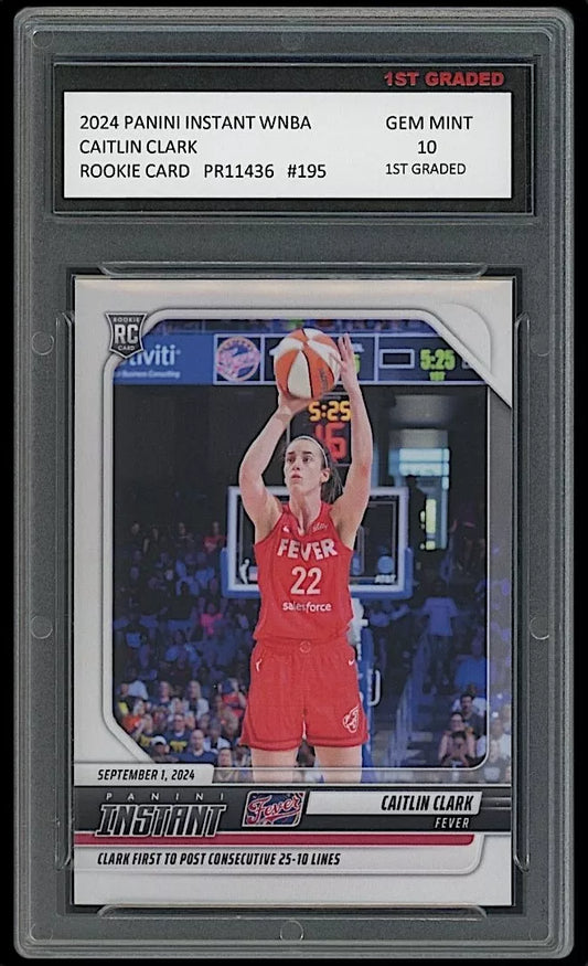 Caitlin Clark 2024 Panini Instant WNBA 10 Rookie Card #195 Fever/Iowa